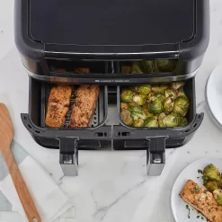 West Bend Air Fryer Dual Basket 10-Quart Capacity, Nonstick Frying Baskets, 1600-Watts, Black