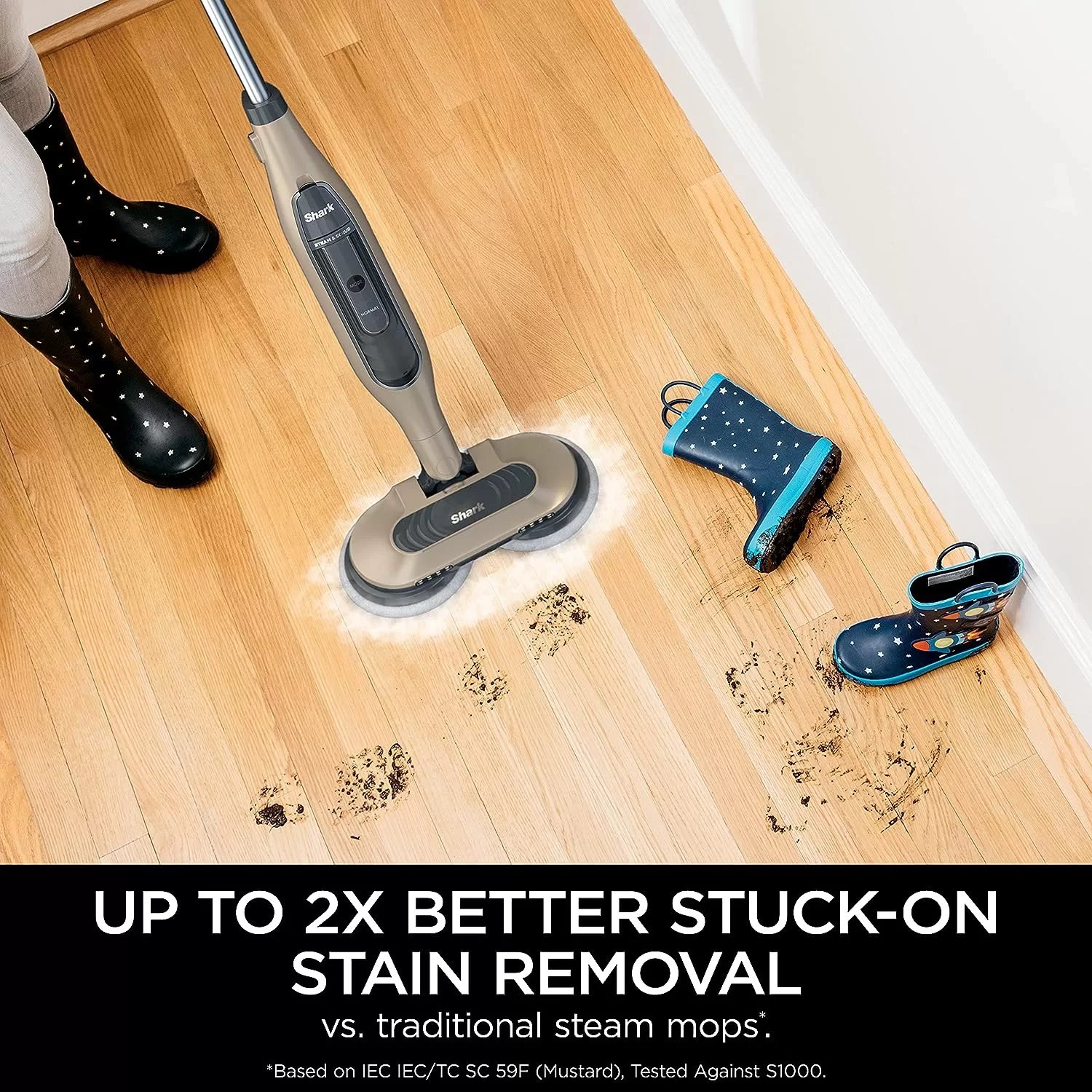 Shark S7001 Mop, Scrub & Sanitize at The Same Time, Designed for Hard Floors, Gold, 13.7 in L x 6.75 in W x 46.5 in H
