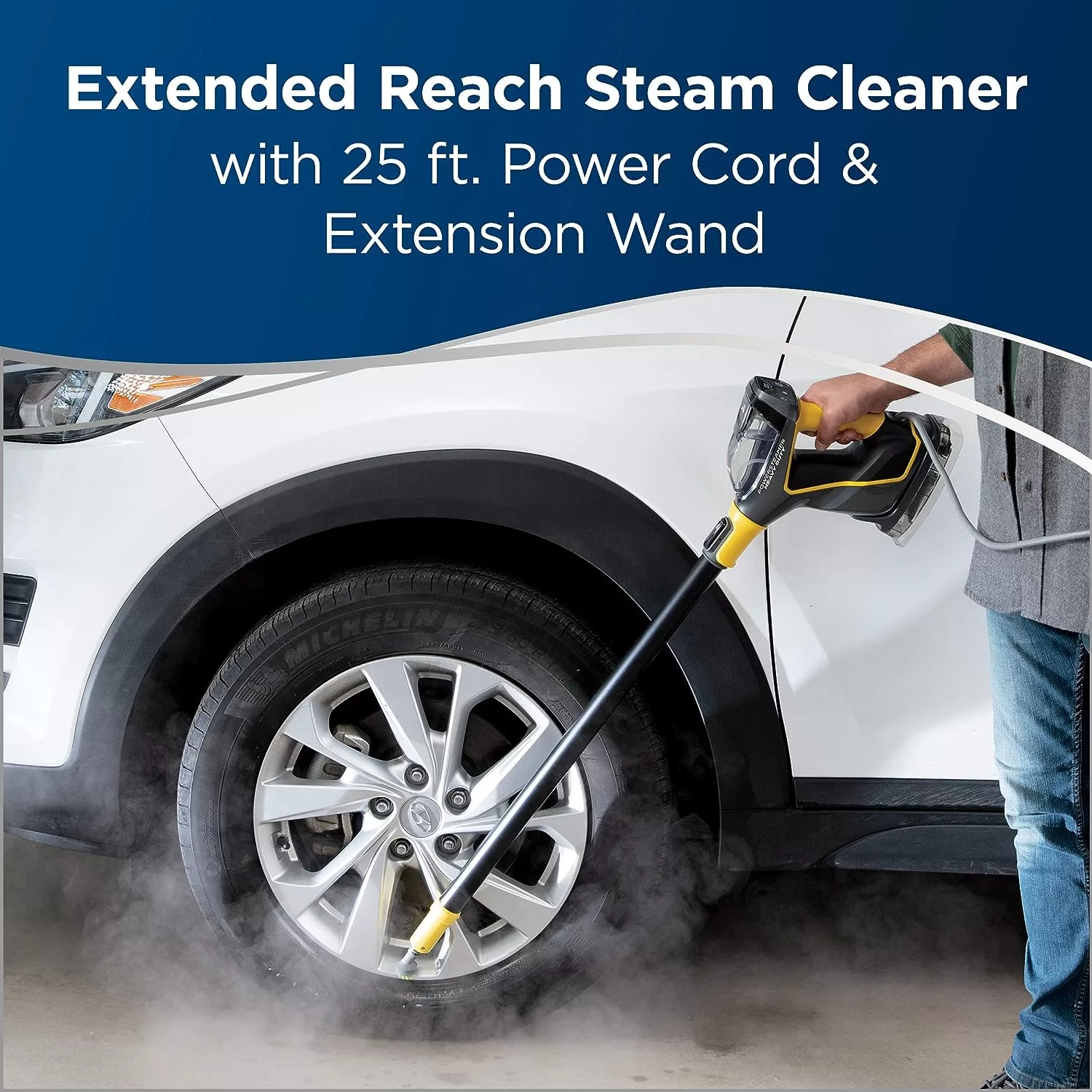 BISSELL Power Steamer Heavy Duty 3-in-1 Steam Mop and Handheld SteamShot, Black, 2685A