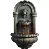 Teamson Home Outdoor Tiered Lion Head Stone Wall Fountain with LED Light, Antique Bronze