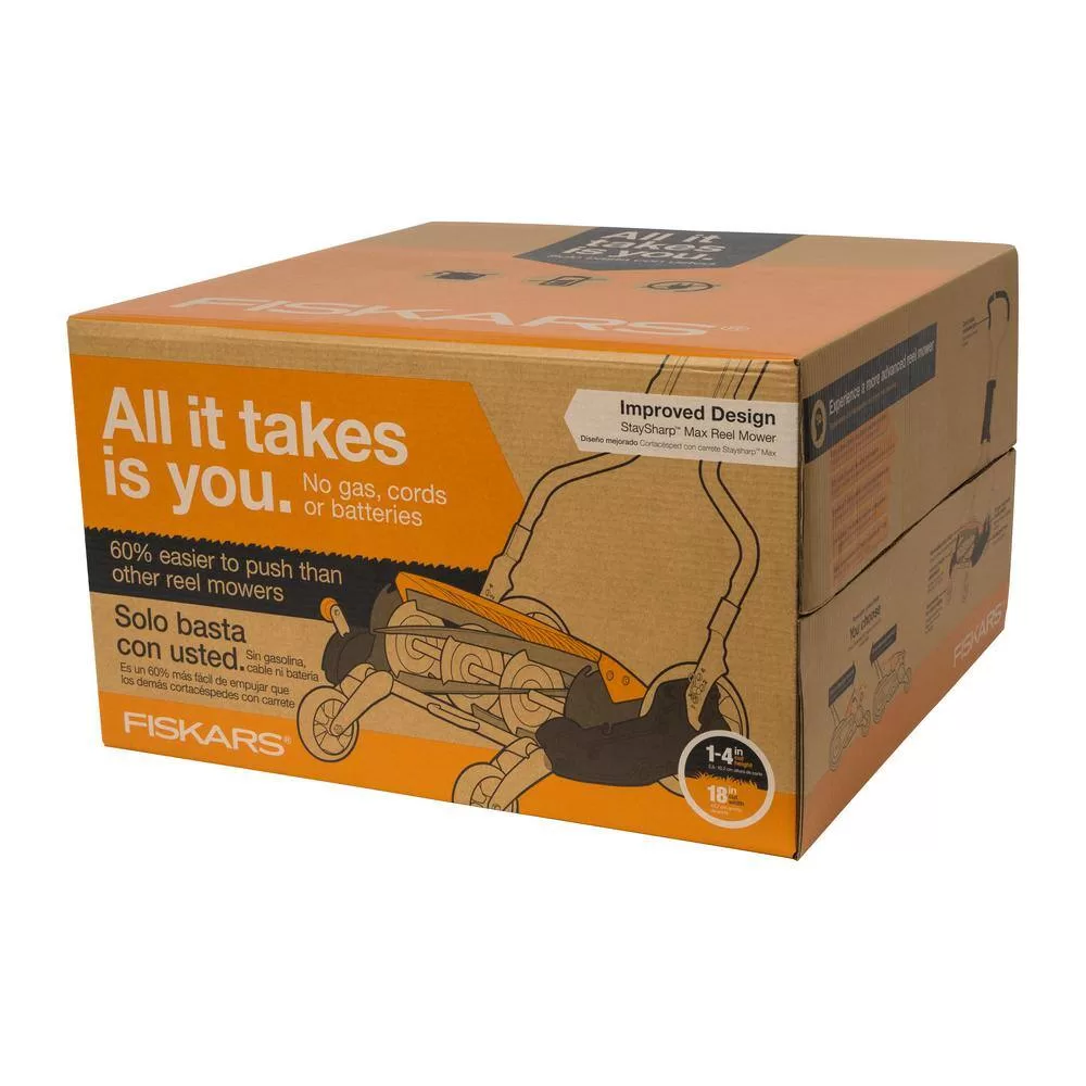 Fiskars 362050-1002 StaySharp 18 in. Cut Manual Push Non Electric Walk Behind Reel Mower