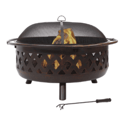 Sunnydaze Decor 36-in W Oil Rubbed Bronze Steel Wood-Burning Fire Pit