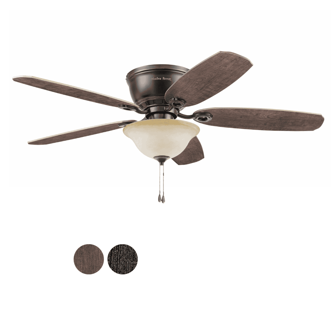 Harbor Breeze Lake Canton 52-in Bronze Indoor Flush Mount Ceiling Fan with Light (5-Blade)