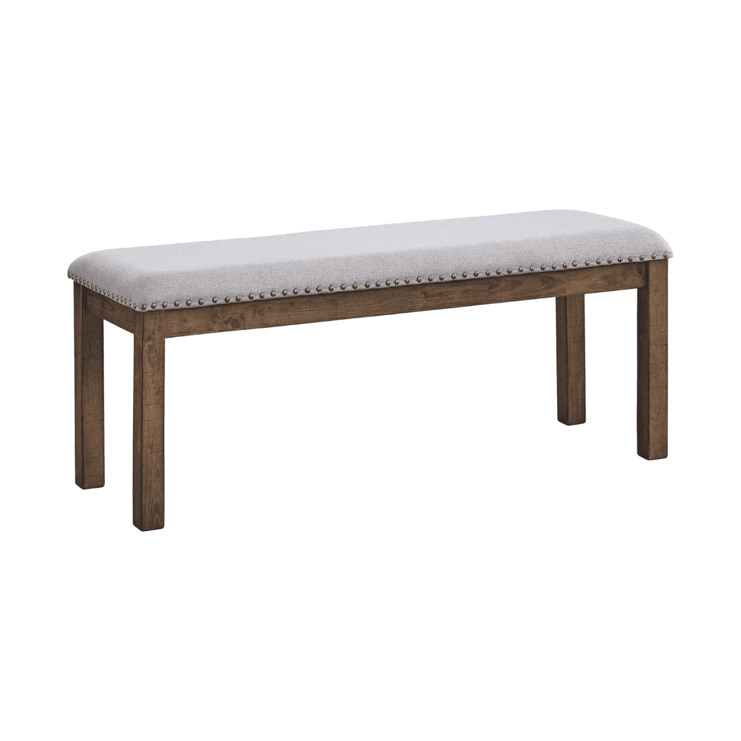 Signature Design by Ashley Moriville Casual Rustic Upholstered Dining Bench, Grey & Brown