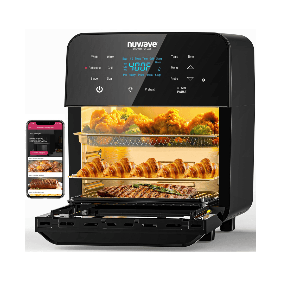 Nuwave Brio 15.5Qt Air Fryer Rotisserie Oven, X-Large Family Size ...