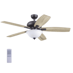 Harbor Breeze Oxford 52-in Bronze Indoor Downrod or Flush Mount Ceiling Fan with Light and Remote (5-Blade)