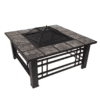 Nature Spring 4-Piece Wood-Burning Fire Pit Set 32-in W Black with Orange Steel Wood-Burning Fire Pit