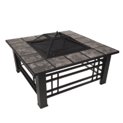Nature Spring 4-Piece Wood-Burning Fire Pit Set 32-in W Black with Orange Steel Wood-Burning Fire Pit