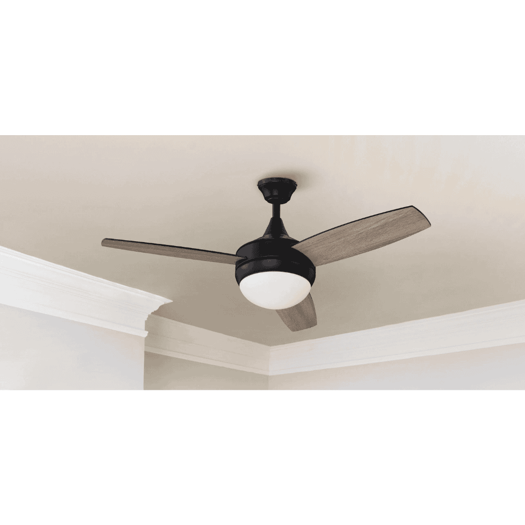 Harbor Breeze Beach Creek 44-in Matte Black Integrated LED Indoor Downrod or Flush Mount Ceiling Fan with Light and Remote (3-Blade)