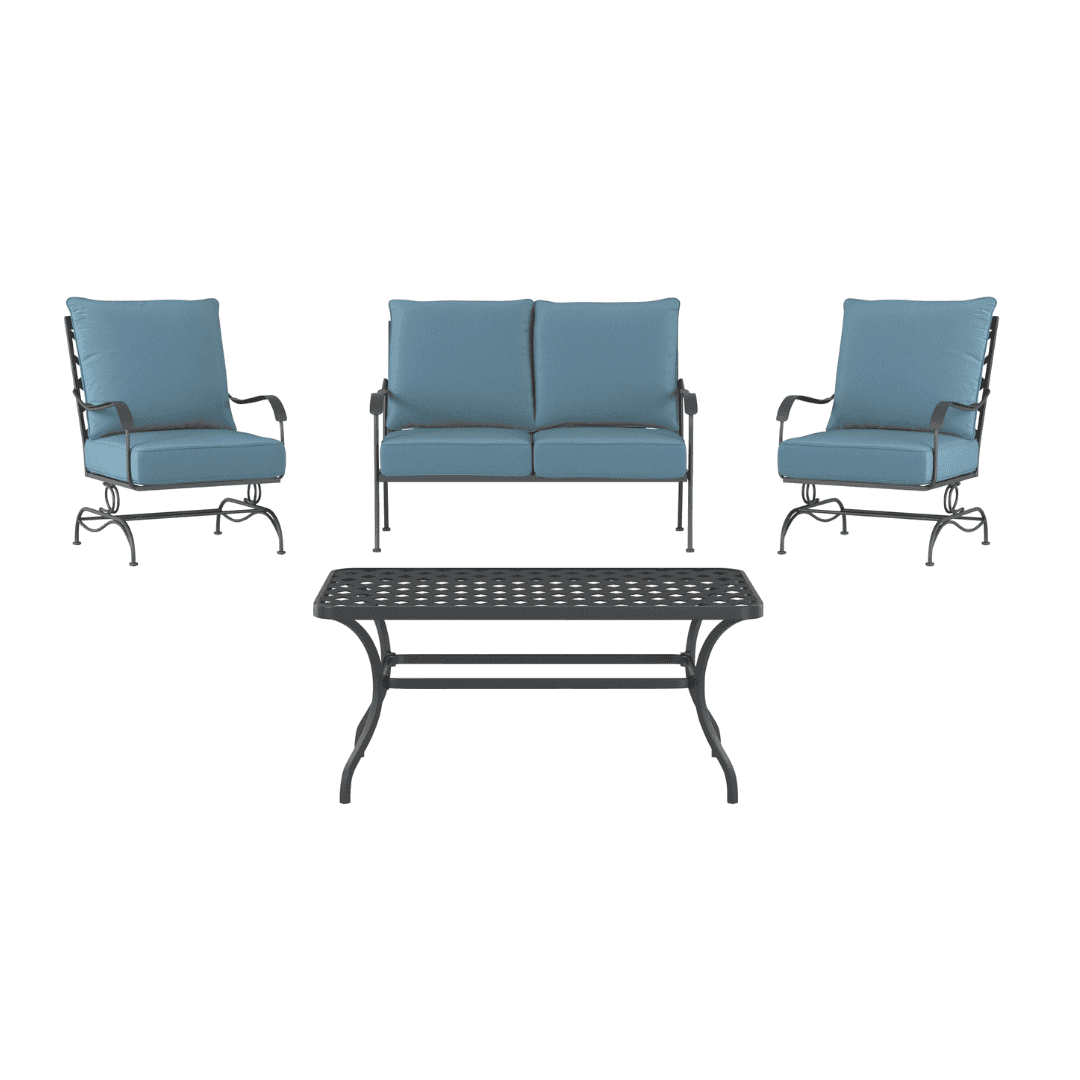 Style Selections San Terra 2-Piece Patio Conversation Set with Blue Cushions