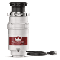 Waste King 1/2 HP Garbage Disposal with Power Cord for Kitchen Sink Food Waste, L-1001