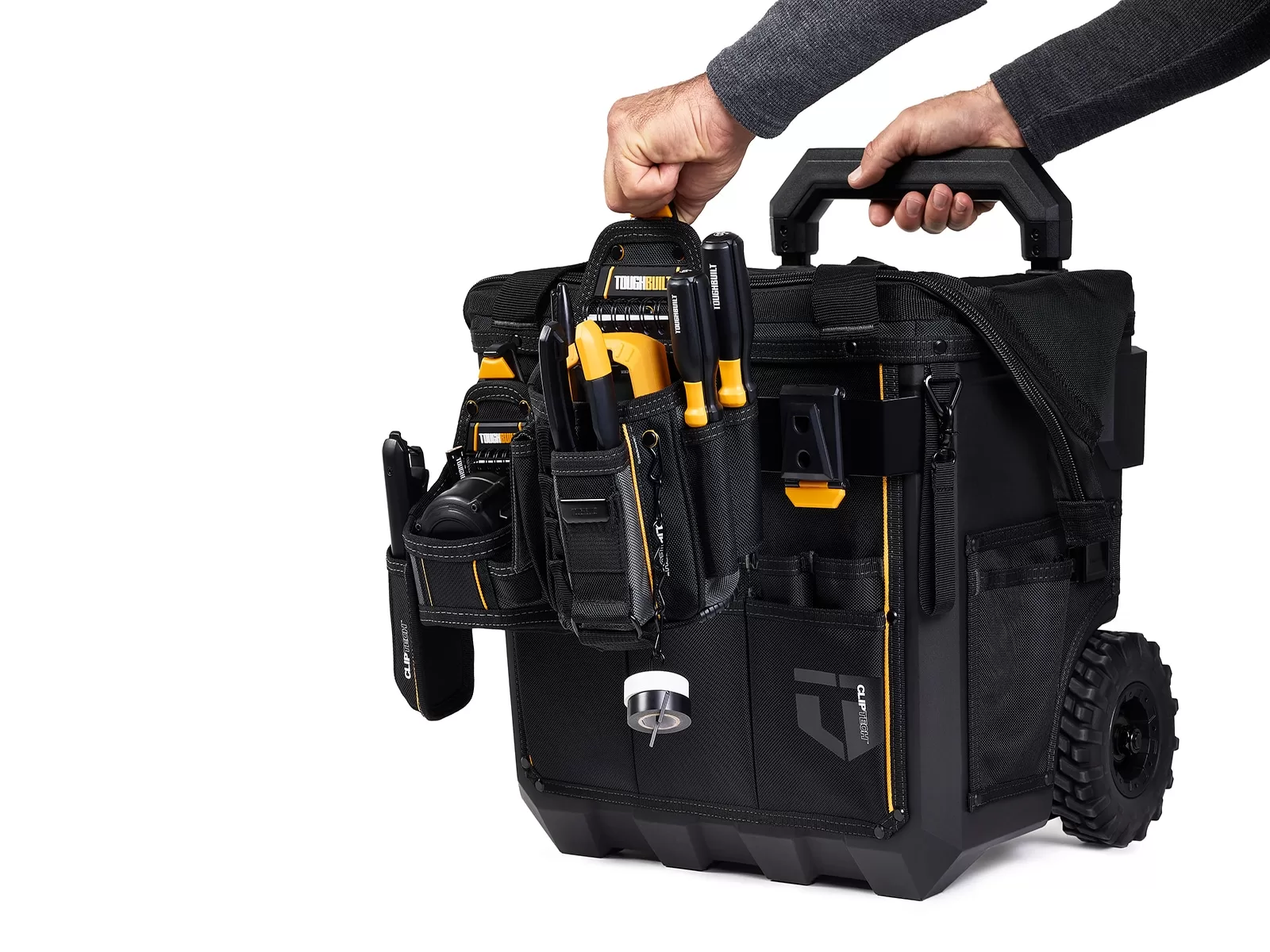 TOUGHBUILT Massive Mouth Hard Bottom XL Black Polyester 18-in Zippered Rolling Tool Bag - Image 16