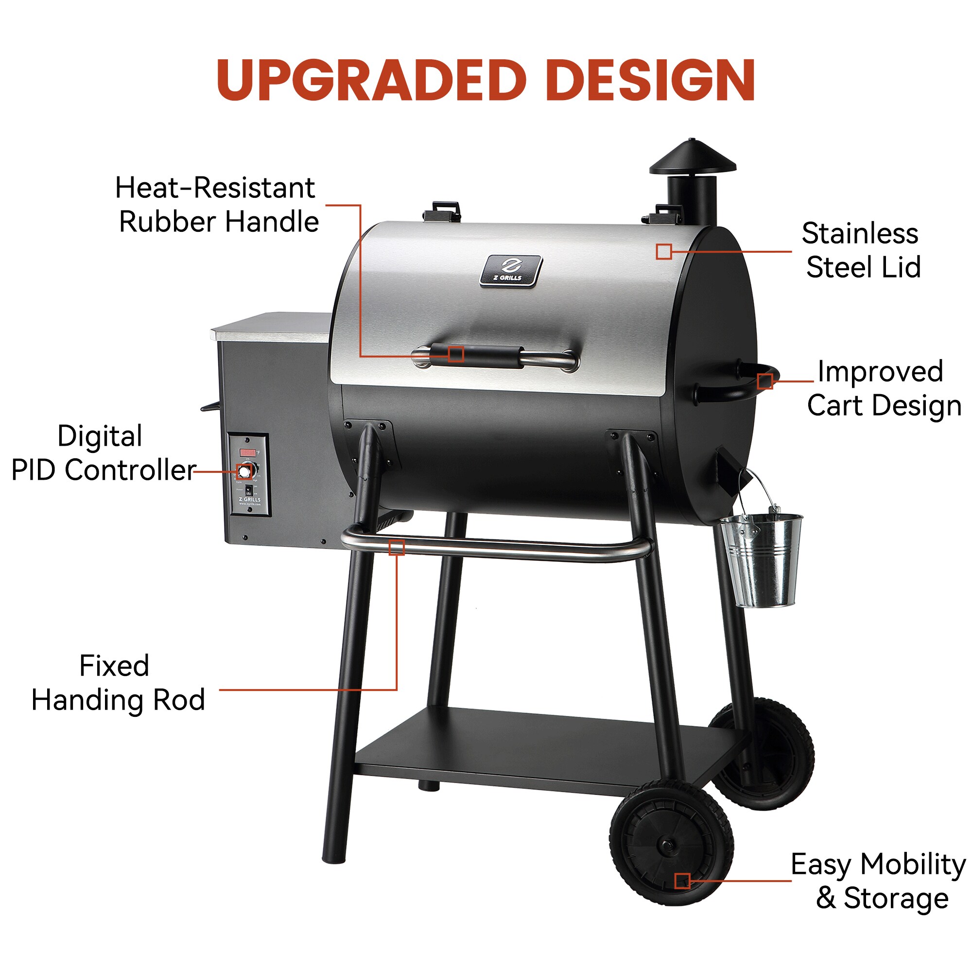 Z GRILLS ZPG-550A2E 590 sq. in. Wood Pellet Grill and Smoker PID 2.0 in Stainless Steel - Image 3