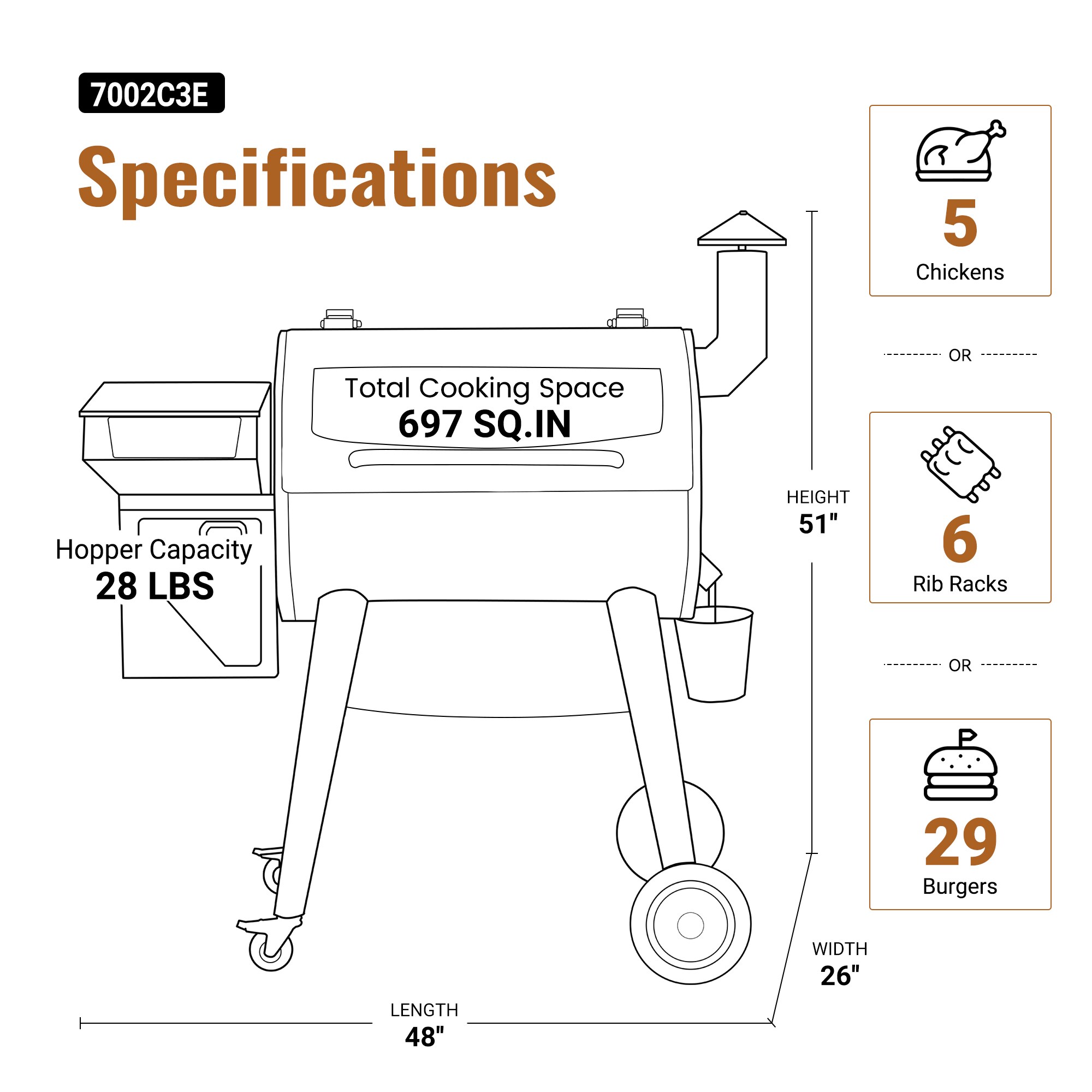 Z GRILLS ZPG-7002C3E 694 sq. in. Wood Pellet Grill and Smoker PID, Stainless Steel - Image 15