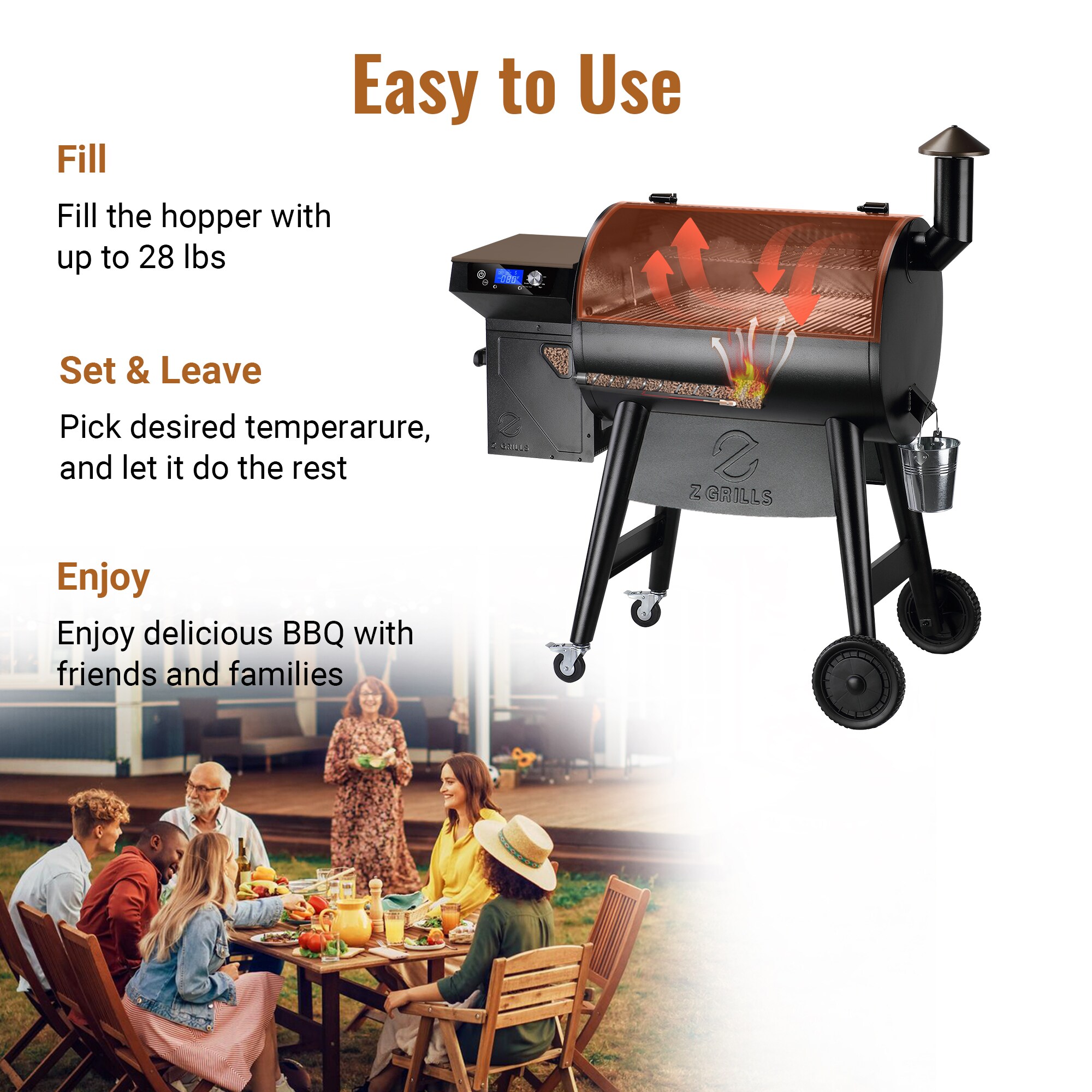 Z GRILLS ZPG-7002C3E 694 sq. in. Wood Pellet Grill and Smoker PID, Stainless Steel - Image 16