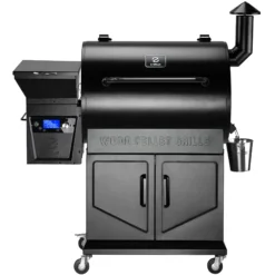 Z GRILLS ZPG-700D7 697 sq. in. Wood Pellet Grill and Smoker with cabinet storage PID 2.0 in Black