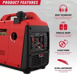 A-iPower GXS1500i 1500-Watt Recoil Start Gasoline Powered Ultra-Light Inverter Generator with 60cc OHV Engine and CO Sensor Shutdown