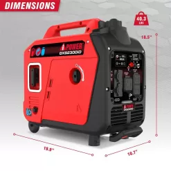 A-iPower GXS2300iD 2300-Watt Recoil Start Gas Propane Powered Ultra Light-Weight Inverter Generator 80cc OHV Engine and CO Sensor Shutdown
