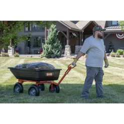 Agri-Fab 45-0594 4-Wheel Poly and Steel Convertible Pull/Tow Garden Dump Cart