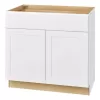 Hampton Bay B36 Avondale 36 in. W x 24 in. D x 34.5 in. H Ready to Assemble Plywood Shaker Base Kitchen Cabinet in Alpine White
