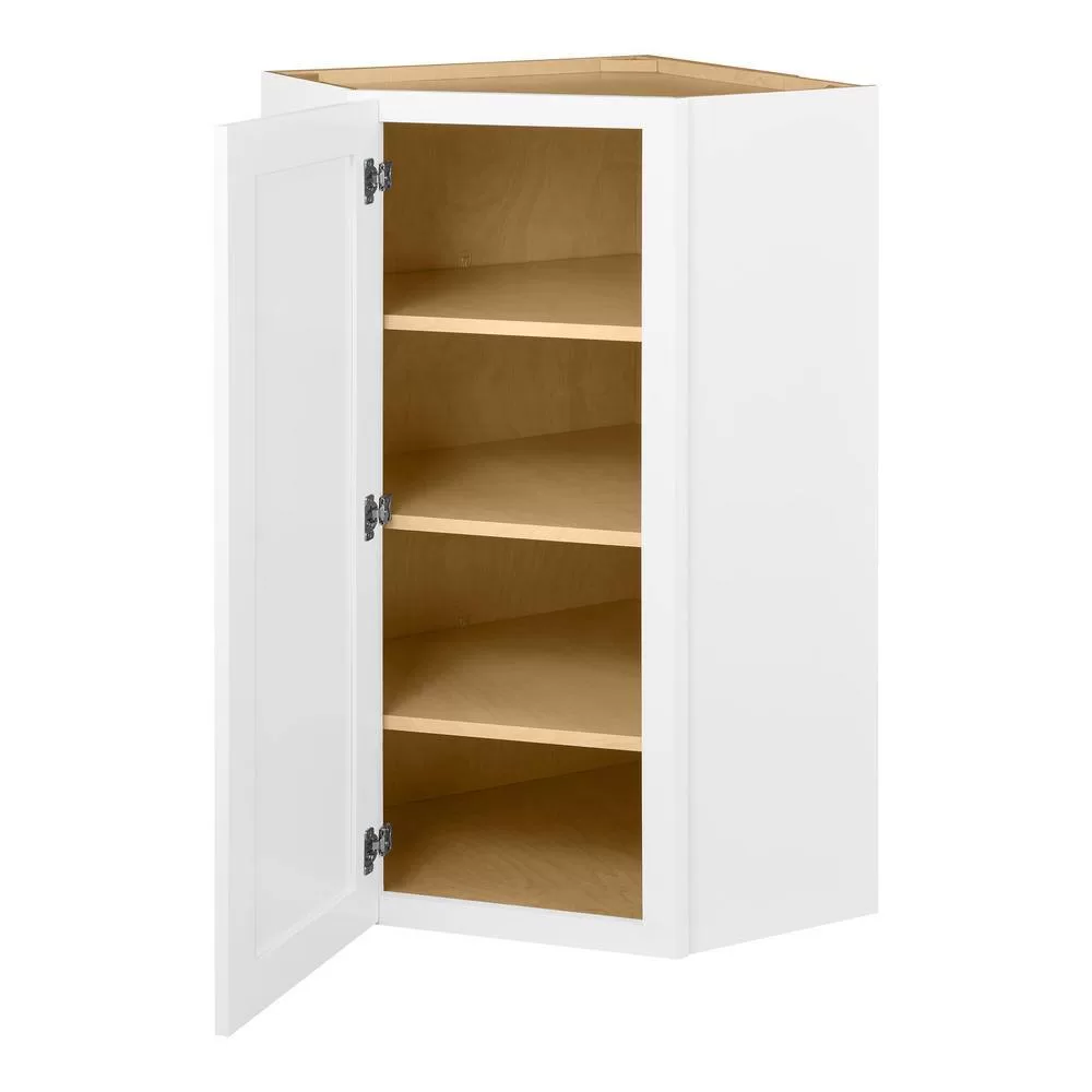 Hampton Bay Avondale 24 in. W x 24 in. D x 42 in. H Ready to Assemble Plywood Shaker Diagonal Corner Kitchen Cabinet in Alpine White