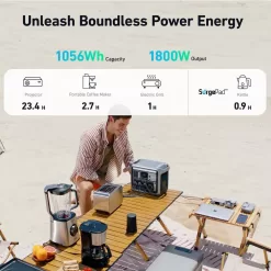 Anker THD1024 1800W Output/2400W Peak SOLIX C1000X Push Button Start LFP Battery Powered Generator for Home Backup,Outdoor Camping,RV