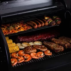 ASMOKE AS700P 700 sq. in. Skylights Wood Pellet Grill and Smoker with Smart Meat Thermometer in Black
