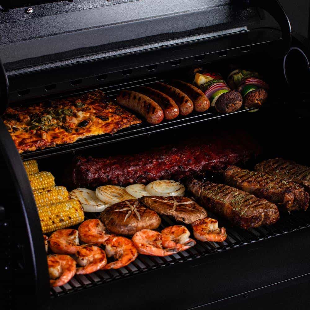 ASMOKE AS700P 700 sq. in. Skylights Wood Pellet Grill and Smoker with Smart Meat Thermometer in Black