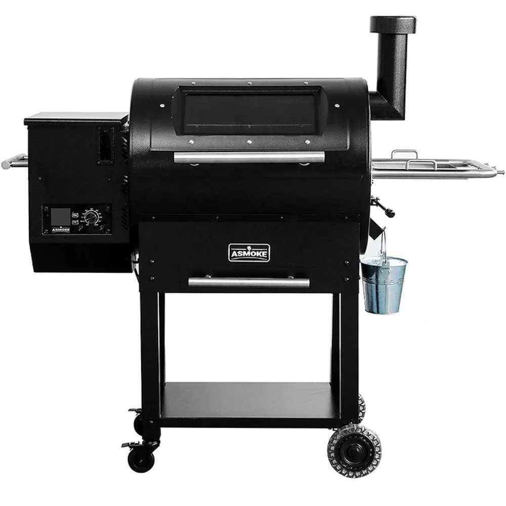 ASMOKE AS700P 700 sq. in. Skylights Wood Pellet Grill and Smoker with Smart Meat Thermometer in Black
