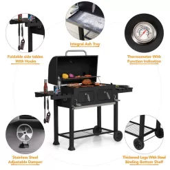 PHI VILLA THD-E02GR005 Heavy-duty Outdoor Barrel Charcoal Grill in Black