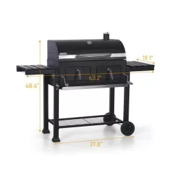 PHI VILLA THD-E02GR005 Heavy-duty Outdoor Barrel Charcoal Grill in Black