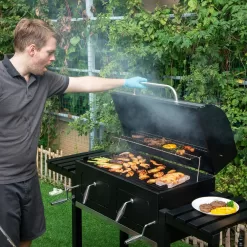 PHI VILLA THD-E02GR005 Heavy-duty Outdoor Barrel Charcoal Grill in Black