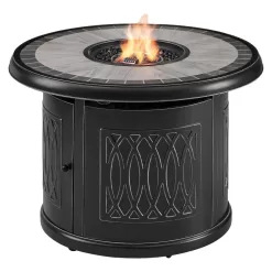 Home Decorators Collection FHTM80318 St. Charles 36 in. x 25 in. Round Steel Liquid Propane Black Fire Pit Table