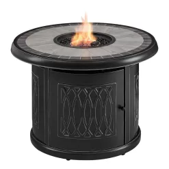 Home Decorators Collection FHTM80318 St. Charles 36 in. x 25 in. Round Steel Liquid Propane Black Fire Pit Table
