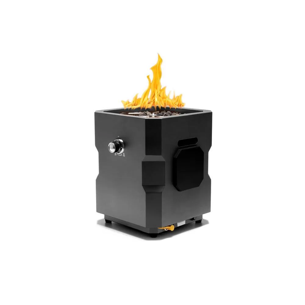 UKIAH Tailgater II 15.25in. L X 15.25in. W X 16in. H Portable LP Gas Steel Square Fire Pit with 2.1 BTM Sound System in Black