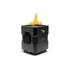UKIAH Tailgater II 15.25in. L X 15.25in. W X 16in. H Portable LP Gas Steel Square Fire Pit with 2.1 BTM Sound System in Black