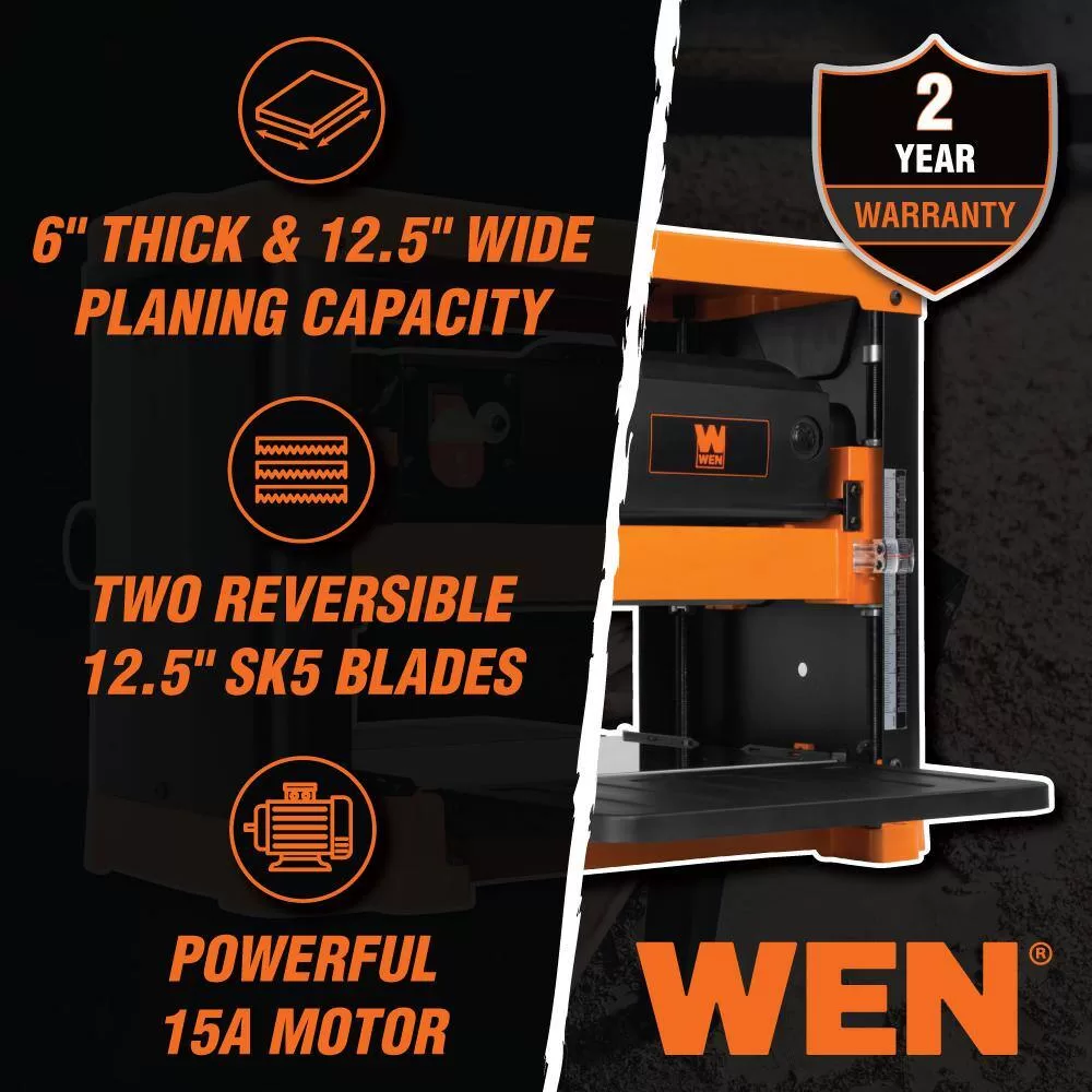WEN PL1252 12.5 in. 15 Amp 2-Blade Benchtop Thickness Planer