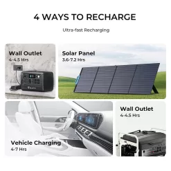 BLUETTI EB70GR 800W Continuous/1400W Peak Output Power Station EB70S Gray Push Button Start LiFePO4 Battery Solar Generator