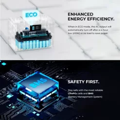 BLUETTI EB70GR 800W Continuous/1400W Peak Output Power Station EB70S Gray Push Button Start LiFePO4 Battery Solar Generator
