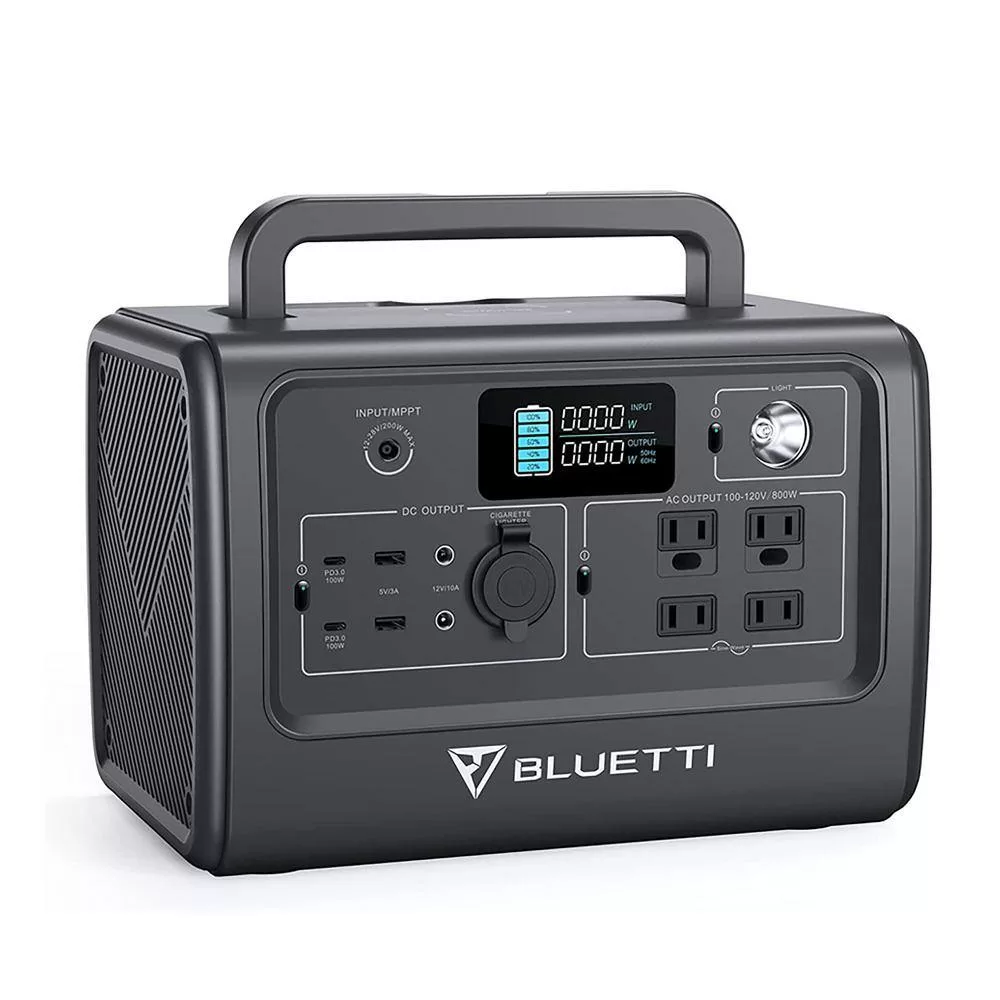 BLUETTI EB70GR 800W Continuous/1400W Peak Output Power Station EB70S Gray Push Button Start LiFePO4 Battery Solar Generator