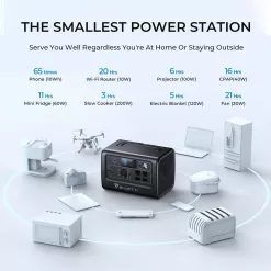 BLUETTI EB70GR 800W Continuous/1400W Peak Output Power Station EB70S Gray Push Button Start LiFePO4 Battery Solar Generator