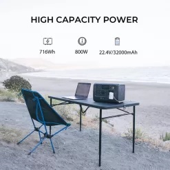 BLUETTI EB70GR 800W Continuous/1400W Peak Output Power Station EB70S Gray Push Button Start LiFePO4 Battery Solar Generator