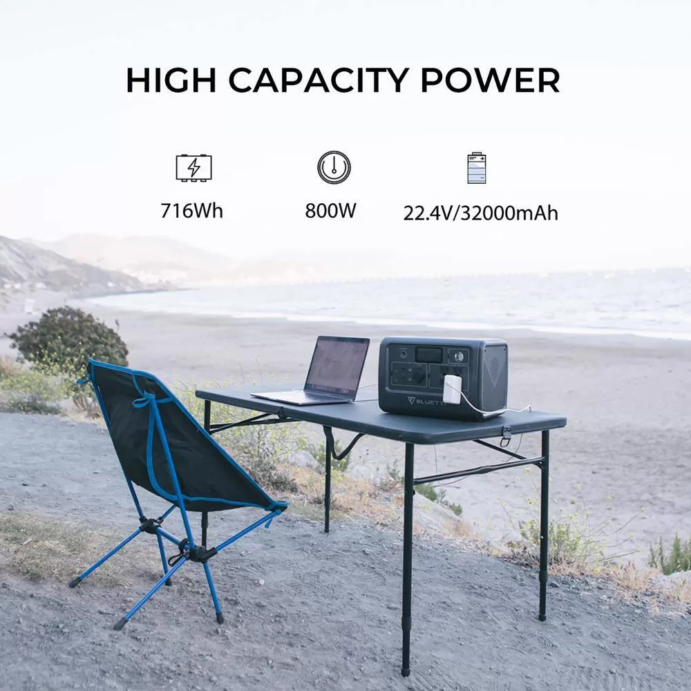 BLUETTI EB70GR 800W Continuous/1400W Peak Output Power Station EB70S Gray Push Button Start LiFePO4 Battery Solar Generator
