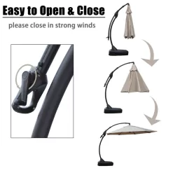 Boyel Living 12 ft. Cantilever Patio Umbrella Fade Resistant and UV Protected with Base in Beige