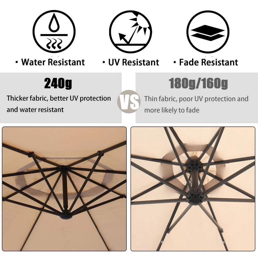 Boyel Living 12 ft. Cantilever Patio Umbrella Fade Resistant and UV Protected with Base in Beige