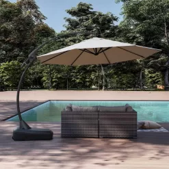 Boyel Living 12 ft. Cantilever Patio Umbrella Fade Resistant and UV Protected with Base in Beige