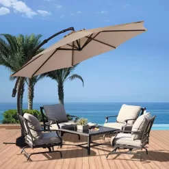 Boyel Living 12 ft. Cantilever Patio Umbrella Fade Resistant and UV Protected with Base in Beige