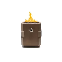 UKIAH Tailgater II 15.25in. L X 15.25in. W X 16in. H Portable LP Gas Steel Square Fire Pit with 2.1 BTM Sound System in Bronze
