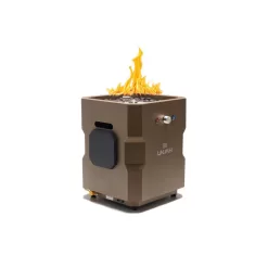 UKIAH Tailgater II 15.25in. L X 15.25in. W X 16in. H Portable LP Gas Steel Square Fire Pit with 2.1 BTM Sound System in Bronze