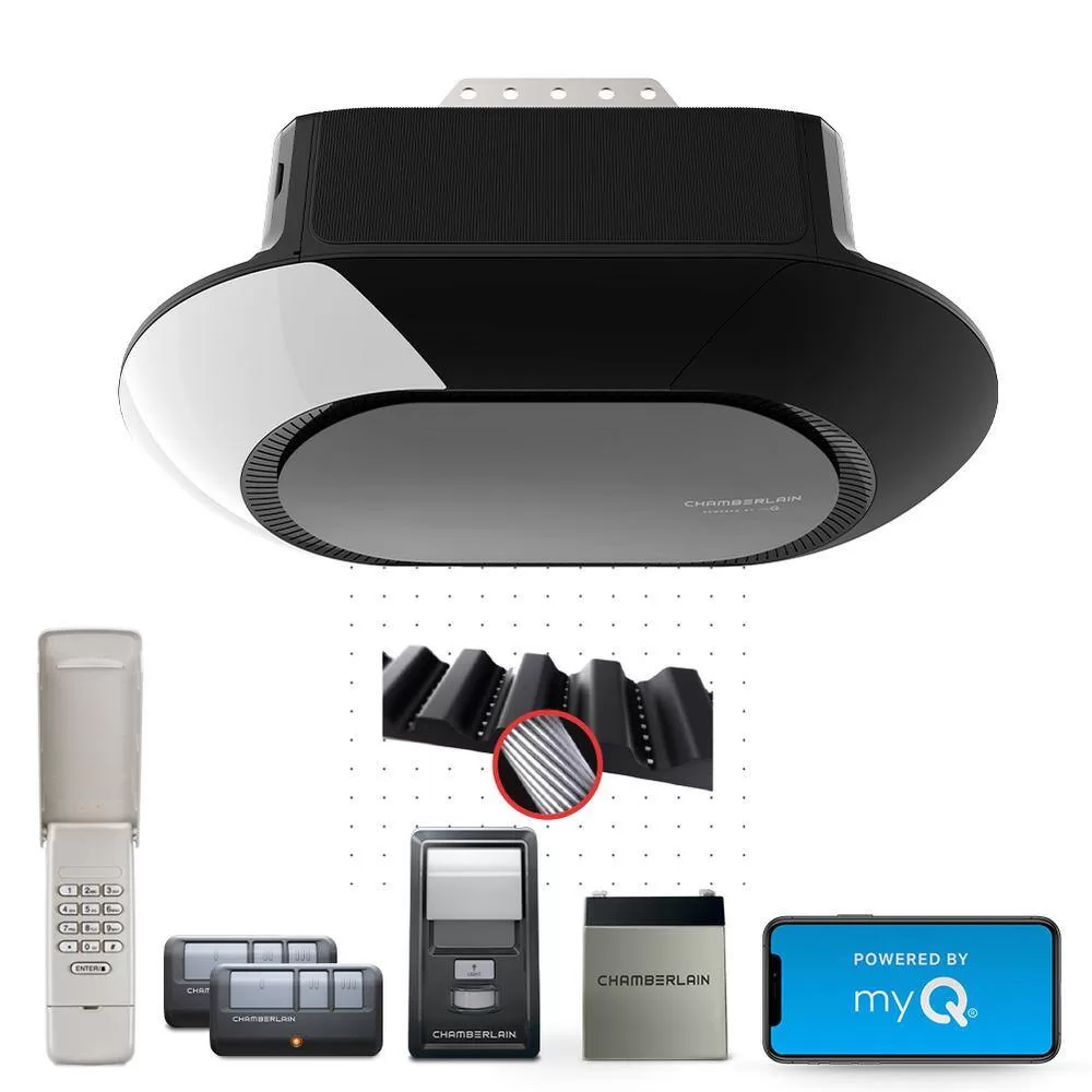 Chamberlain B4613T-MYQ-VKP1 B4613T 3/4 HP LED Smart Quiet Belt Drive Garage Door Opener